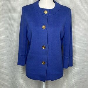 J McLaughlin Cardigan Sweater Gold Buttons Cotton Blend 3/4 Sleeves Size Small